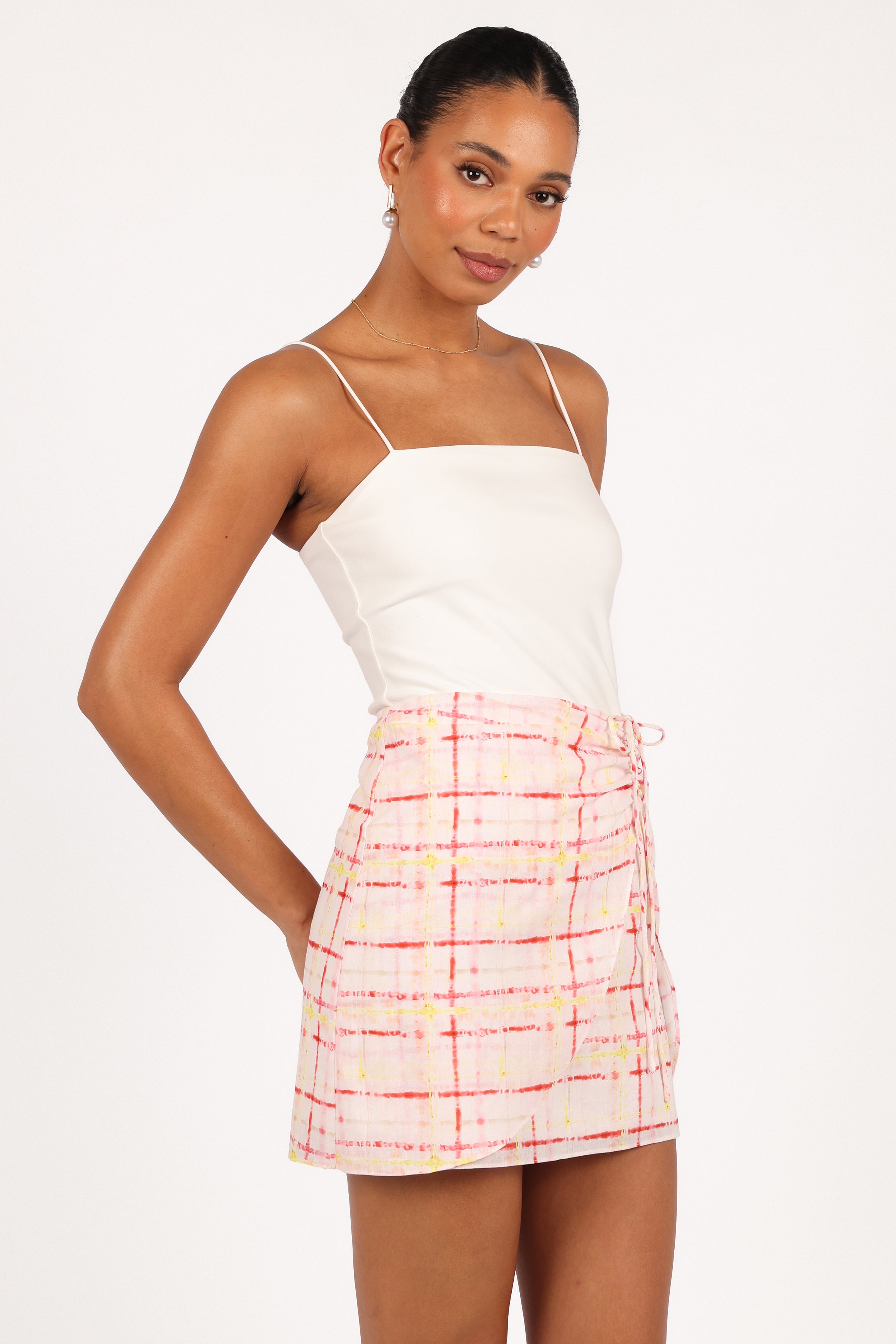 BOTTOMS Mirha Mini Skirt - Sunset Check