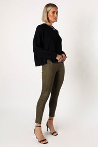 BOTTOMS @Morgan Suede Look Legging - Olive