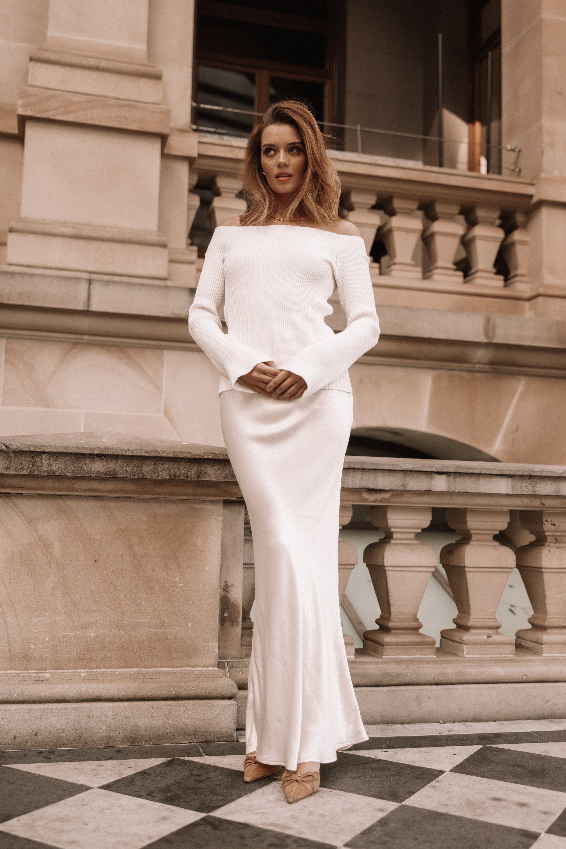 BOTTOMS @Negin Midi Skirt - Cream (Hold for Winter Essentials)