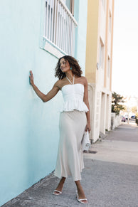 BOTTOMS Nelle Midi Skirt - Oatmeal