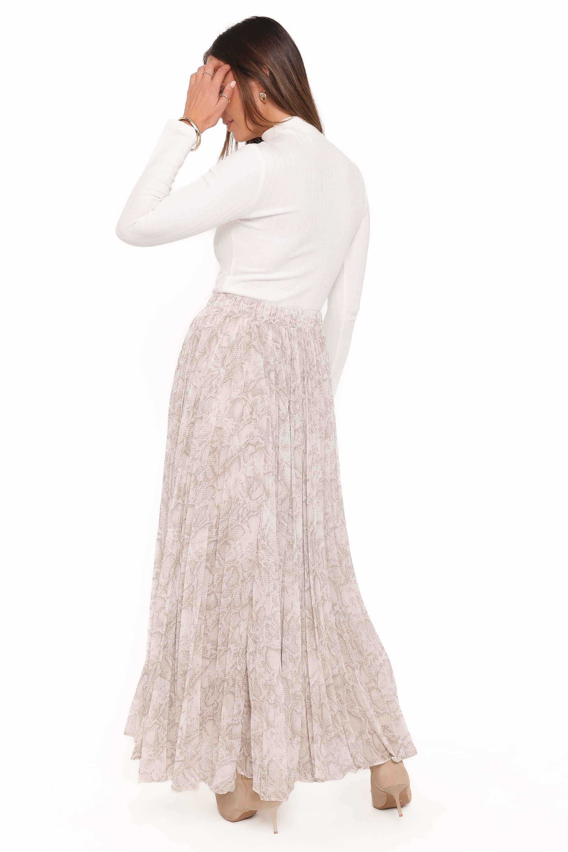 BOTTOMS Nicki Pleated Maxi Skirt - Snake Print