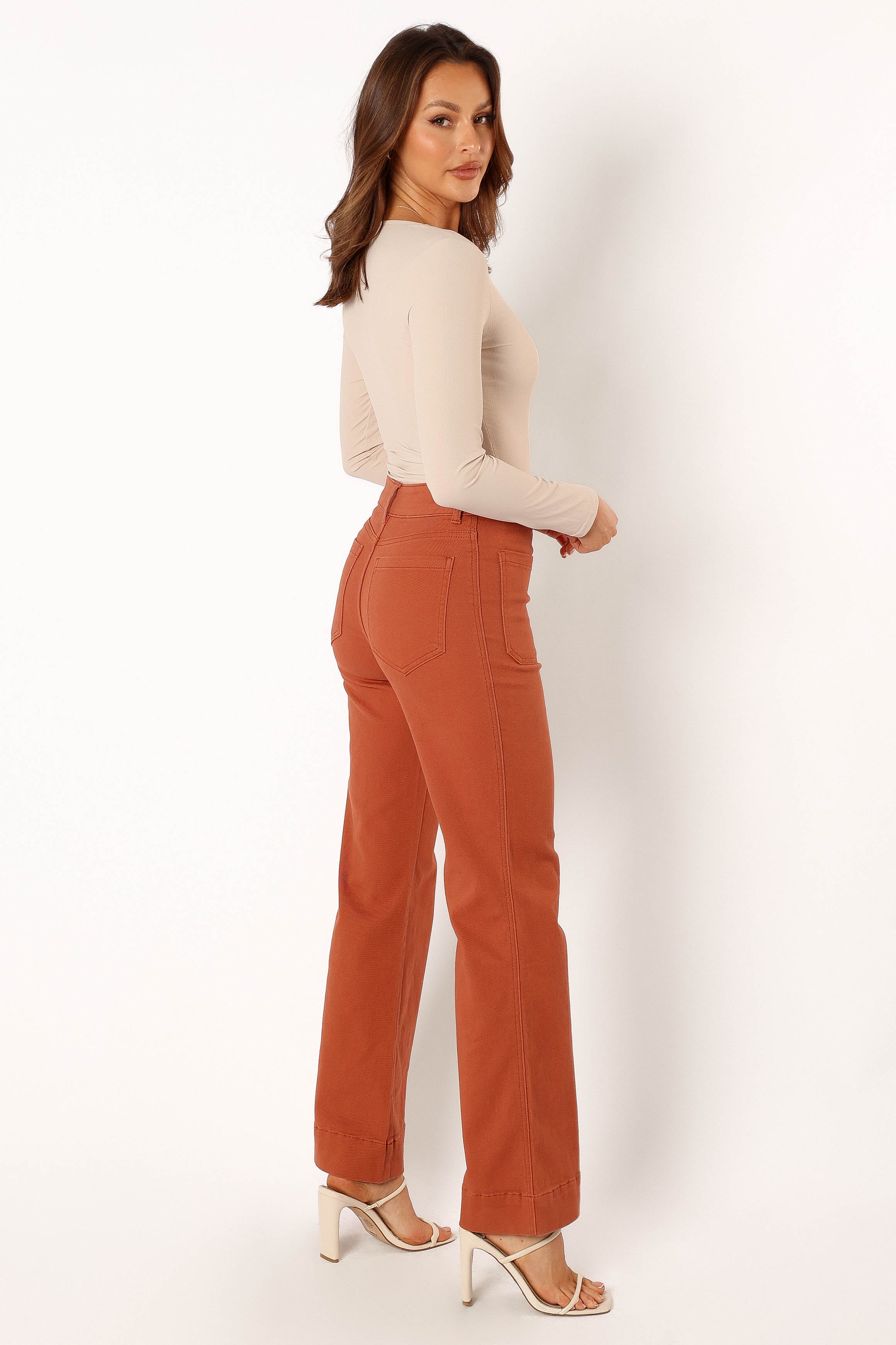 BOTTOMS @Nico Wide Leg Jean - Tan
