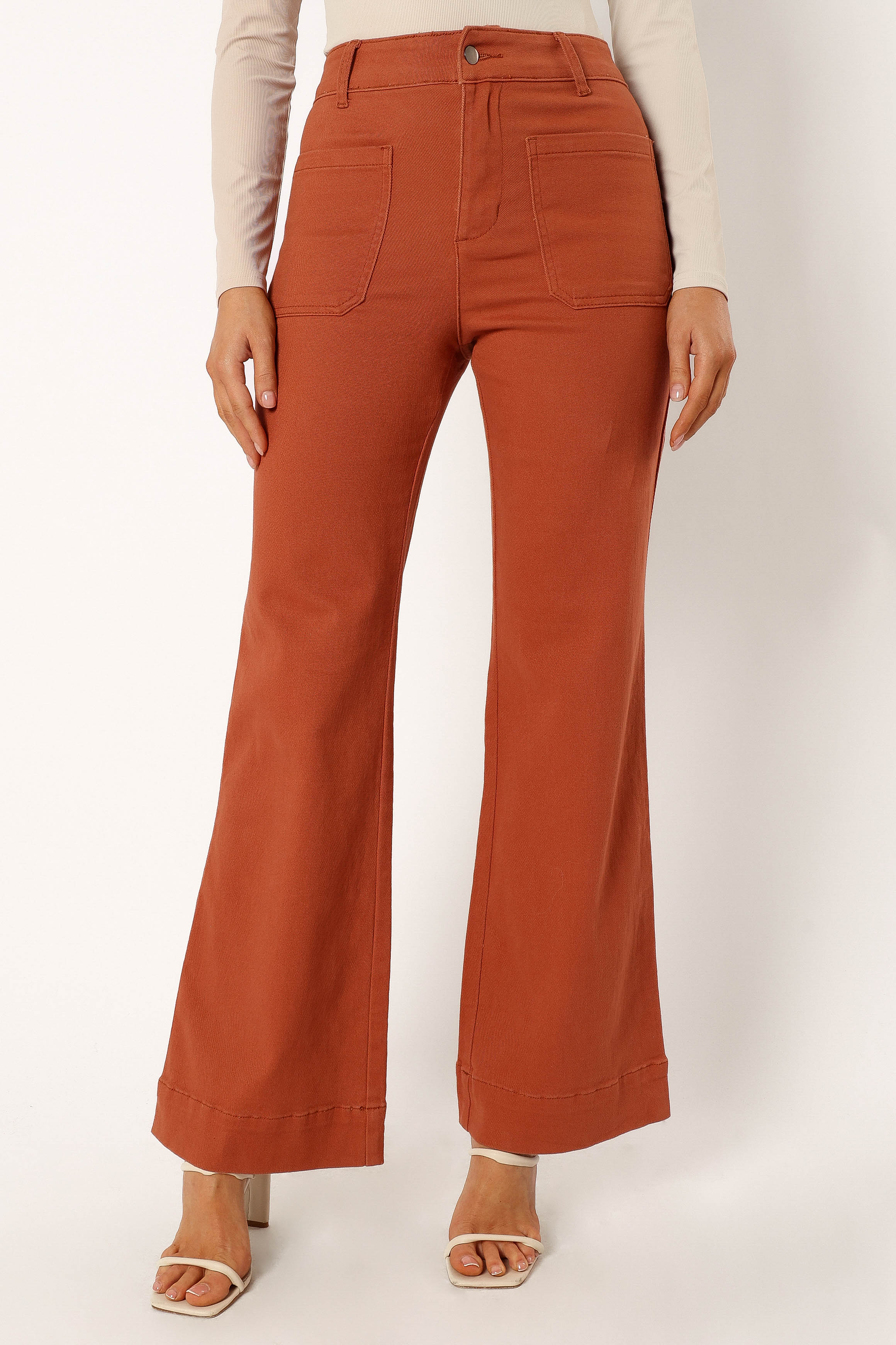 BOTTOMS @Nico Wide Leg Jean - Tan