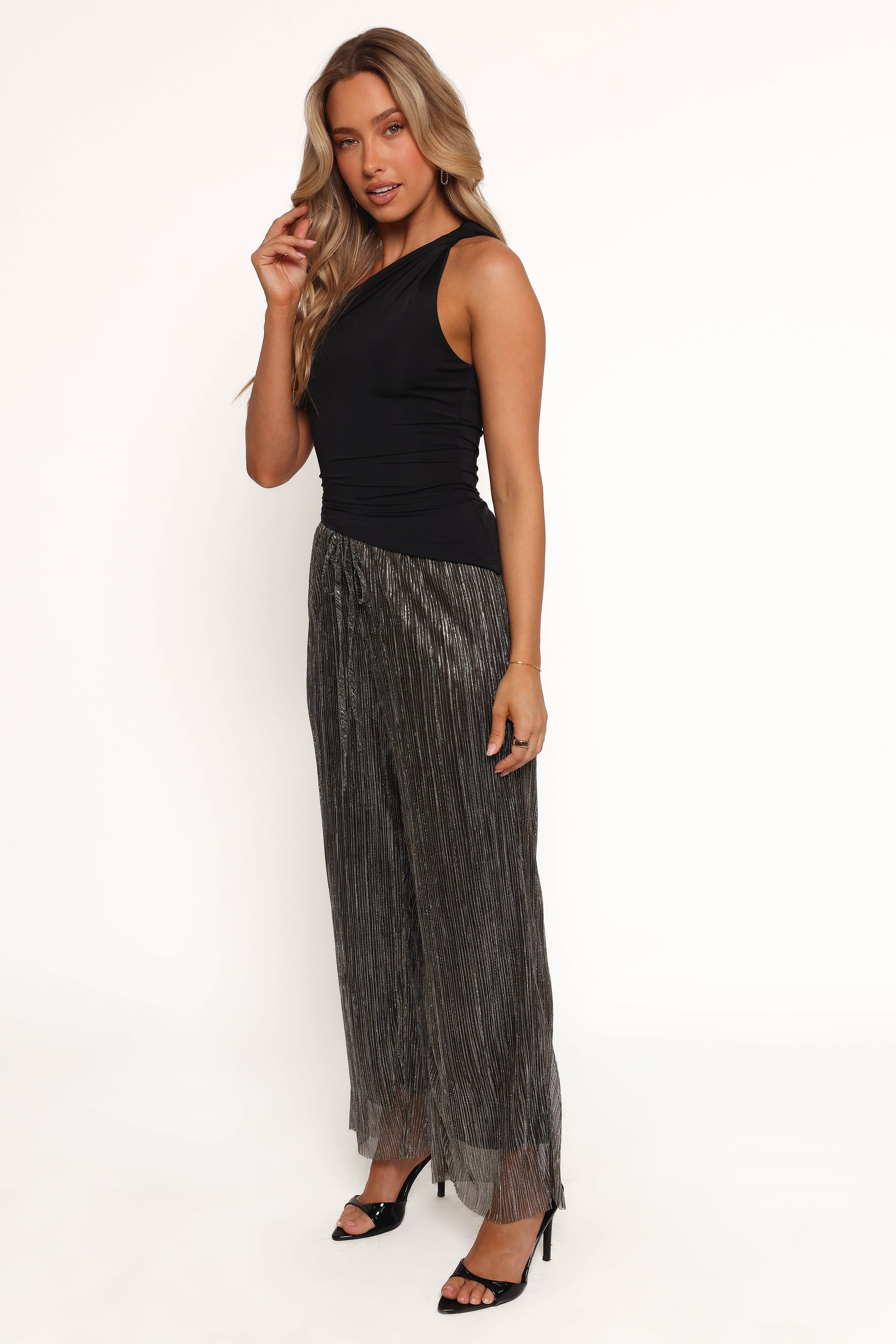 BOTTOMS Nila Sheer Pant - Black Gold