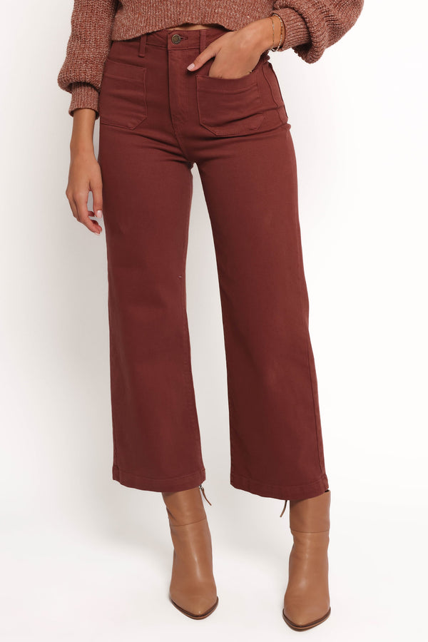 BOTTOMS Noah High Rise Wide Leg Jean - Bronze