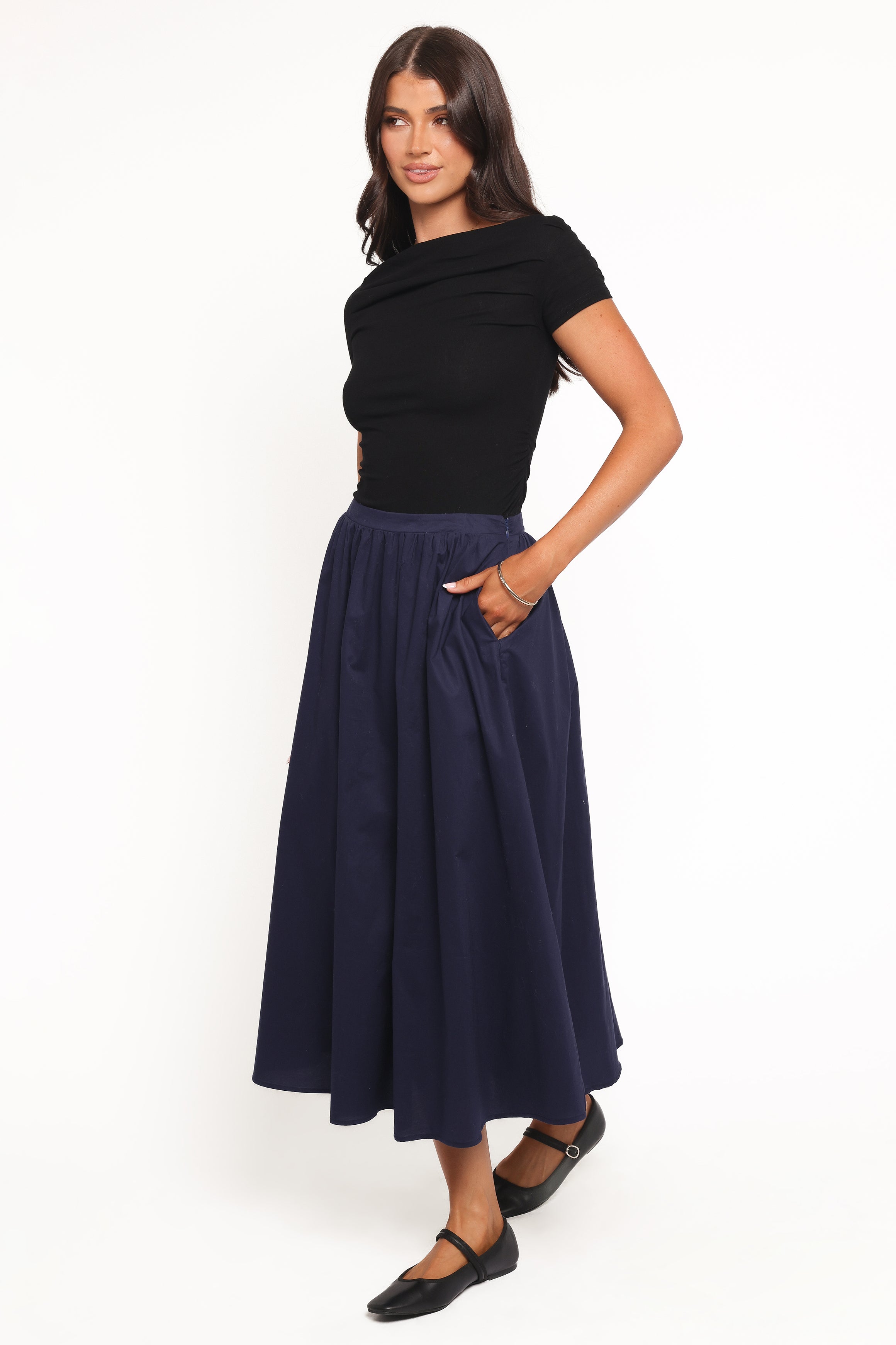 BOTTOMS Oakley Midi Skirt - Navy