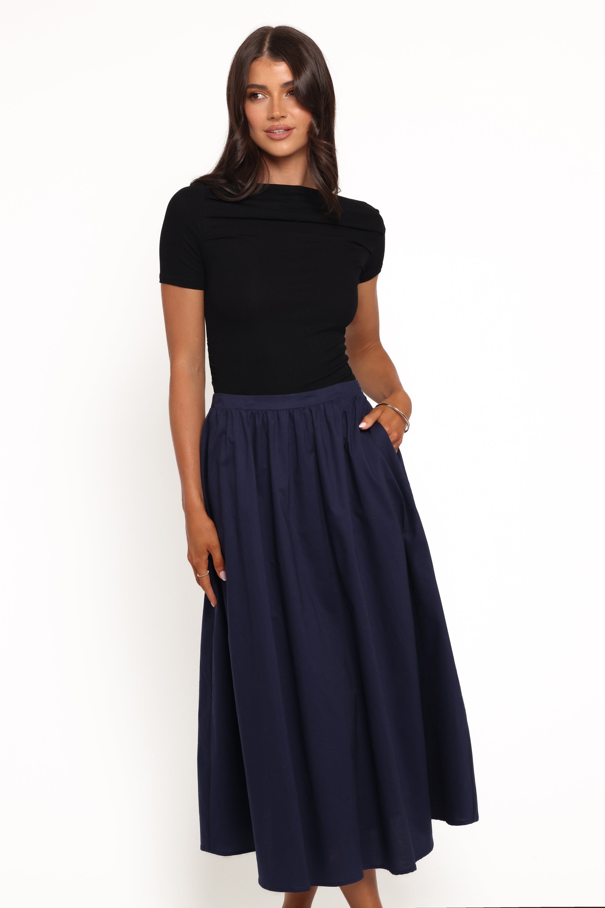 BOTTOMS Oakley Midi Skirt - Navy