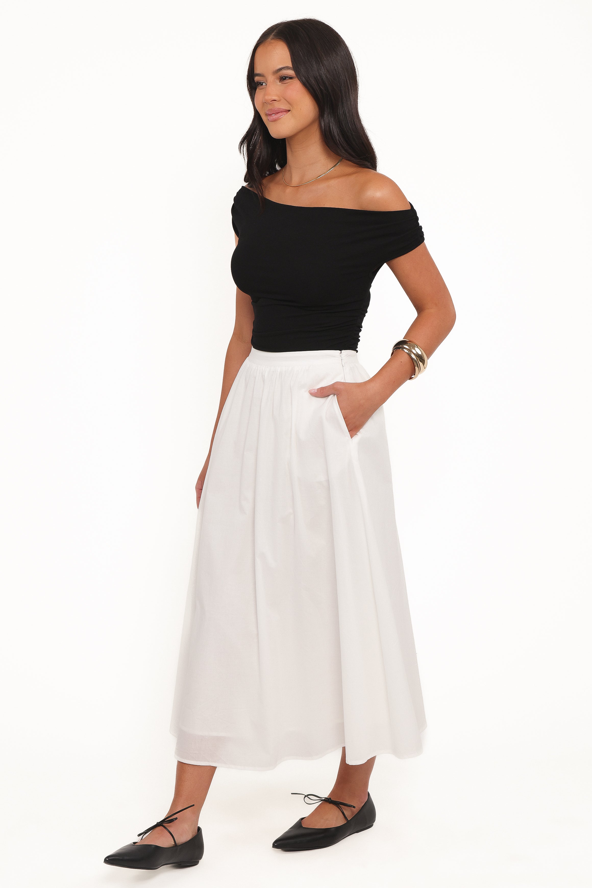 BOTTOMS Oakley Midi Skirt - White