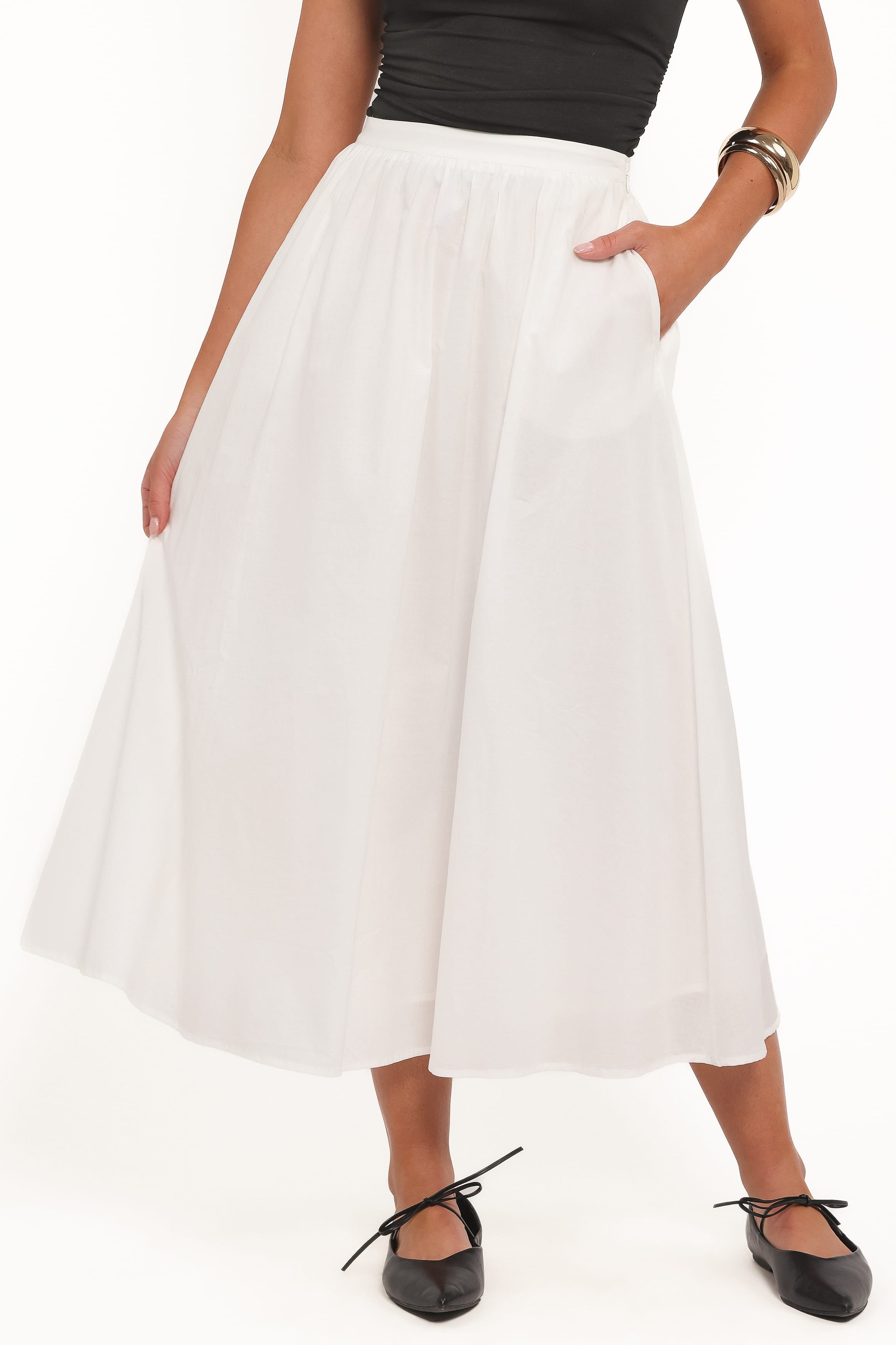 Oakley Midi Skirt - White | Petal & Pup
