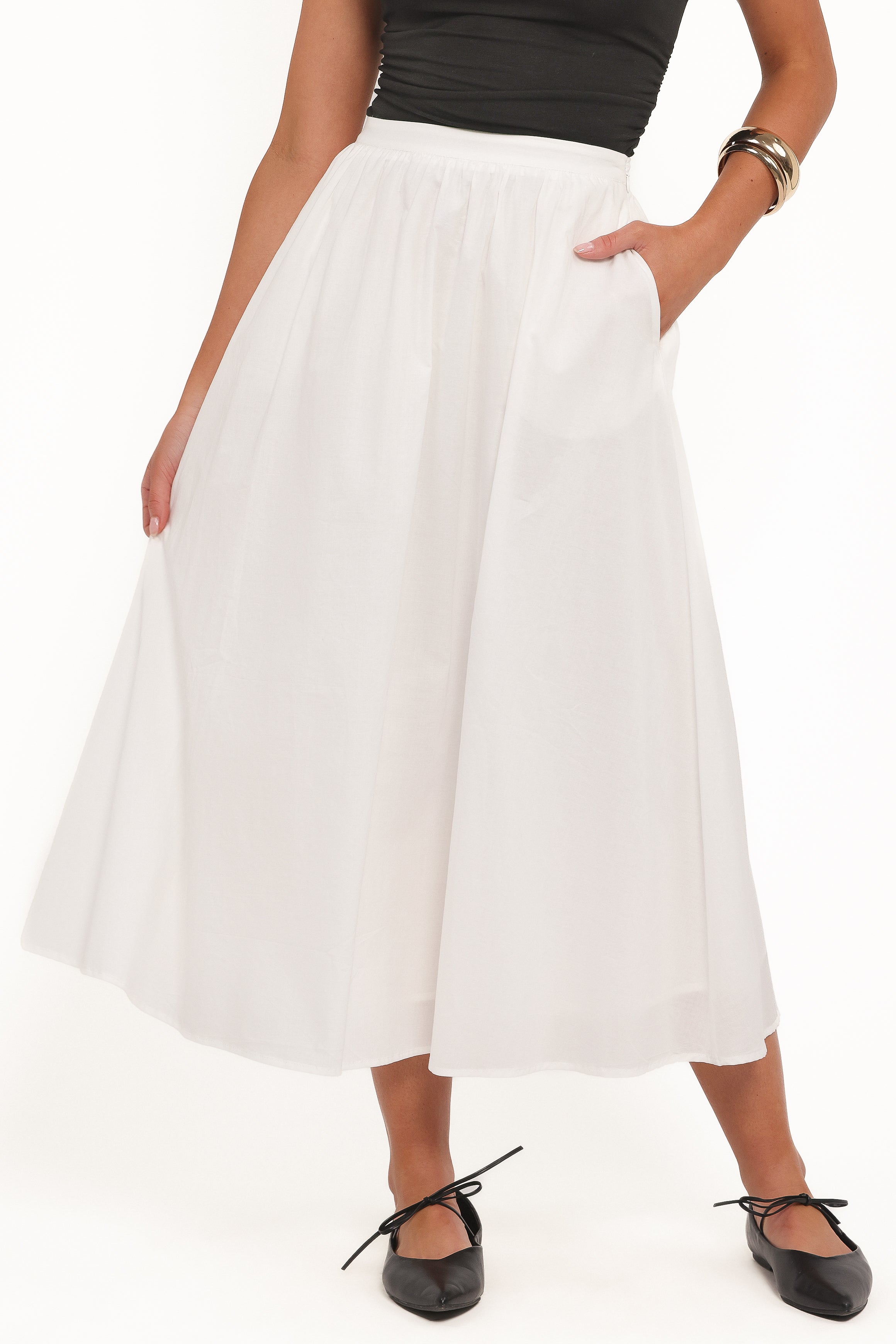 BOTTOMS Oakley Midi Skirt - White