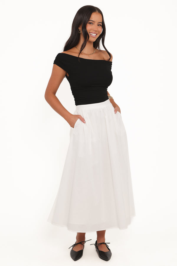 BOTTOMS Oakley Midi Skirt - White