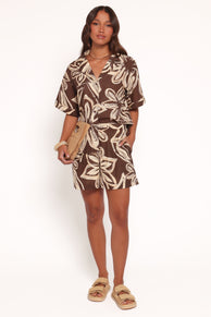 BOTTOMS Pacifica Shorts - Chocolate Floral