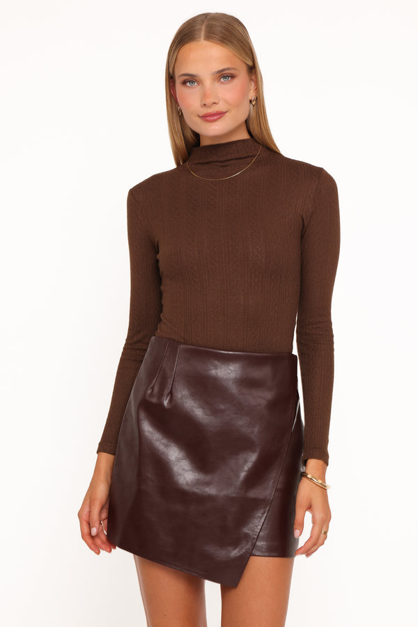 BOTTOMS Parker Faux Leather Mini Skirt - Burgundy