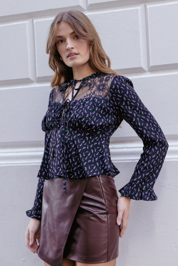 BOTTOMS Parker Faux Leather Mini Skirt - Burgundy