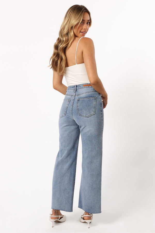 BOTTOMS @Parker Wide Leg Jean - Light Mid