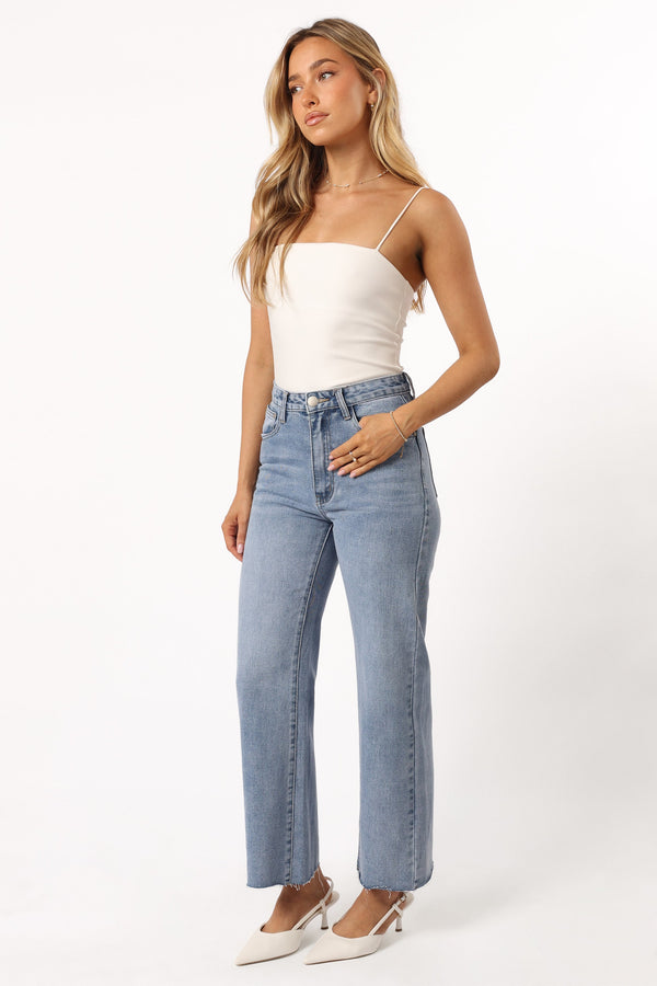 BOTTOMS @Parker Wide Leg Jean - Light Mid