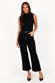 BOTTOMS Parson Wide Leg Pant - Black