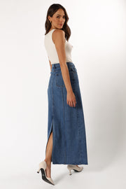 BOTTOMS @Peggie Denim Midi Skirt - Blue (Hold for Cool Beginnings)