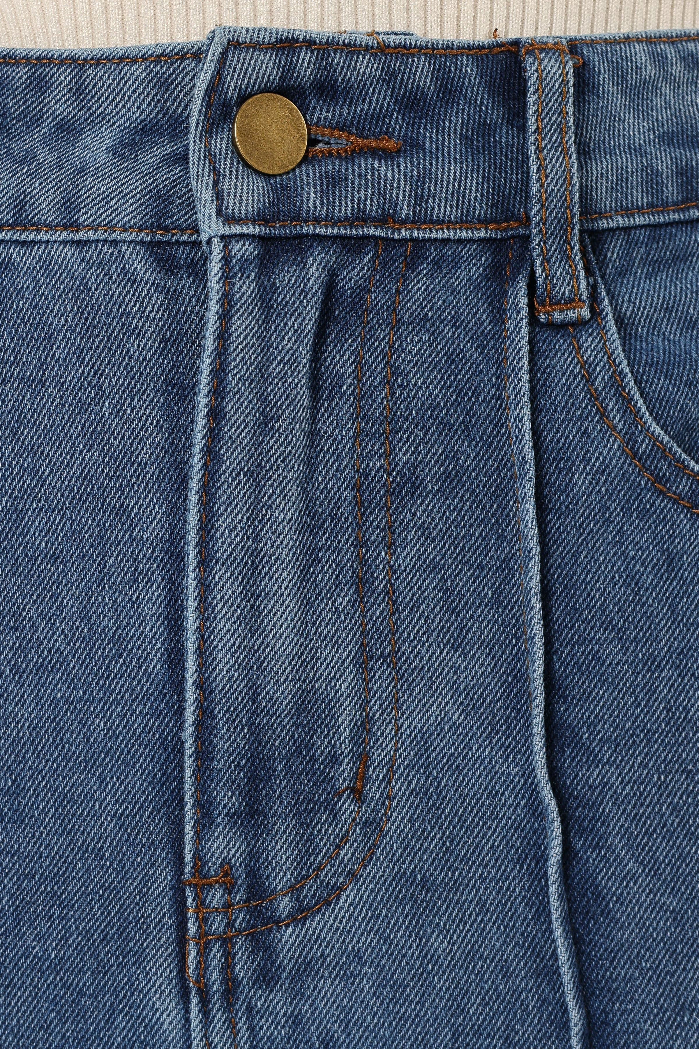 BOTTOMS @Peggie Denim Midi Skirt - Blue (Hold for Cool Beginnings)