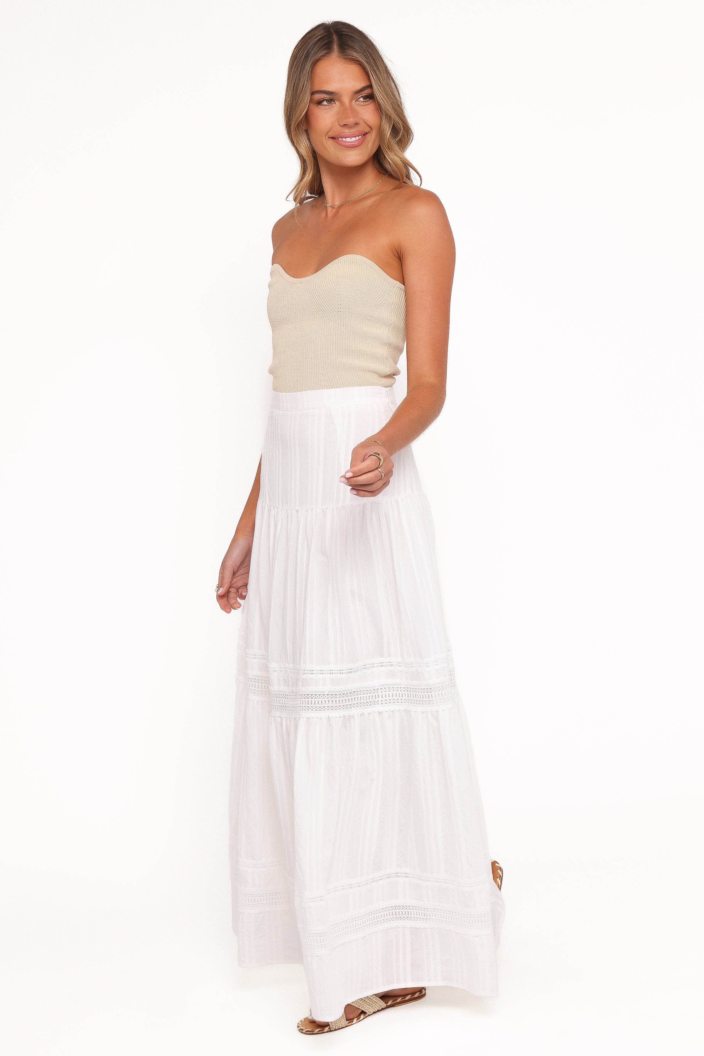 BOTTOMS Peony Maxi Skirt - White
