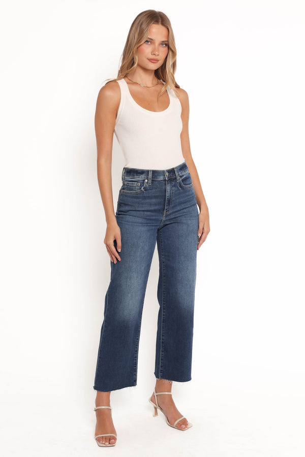 BOTTOMS Pleaser Wide Leg Crop Jean - Uptown
