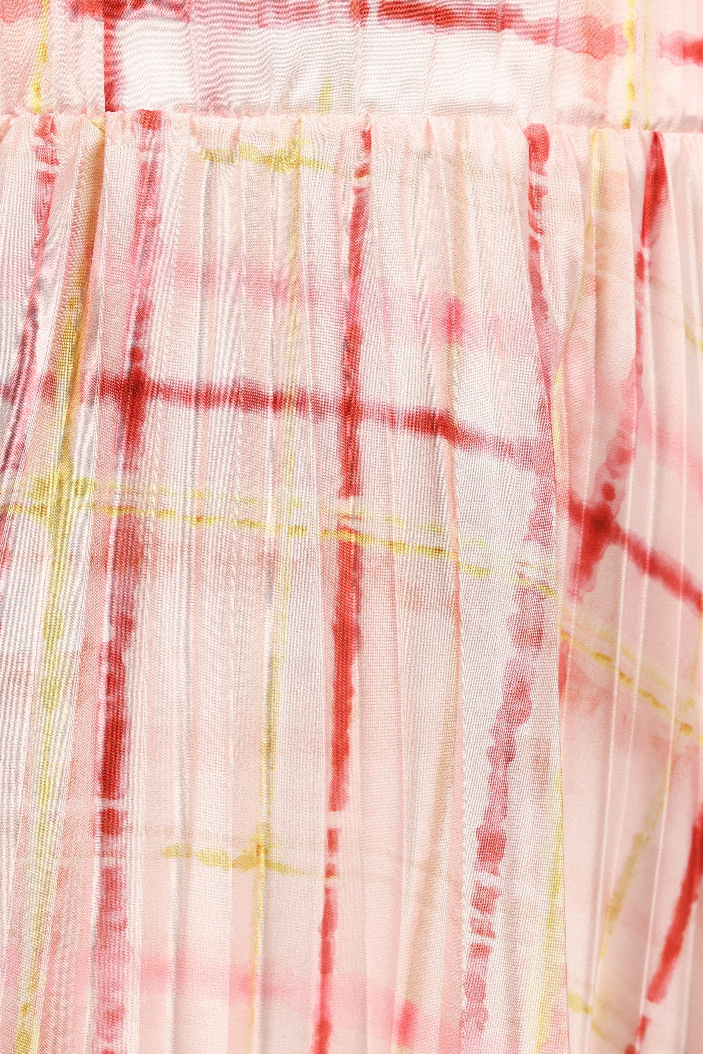 BOTTOMS Polina Pleated Maxi Skirt - Sunset Check