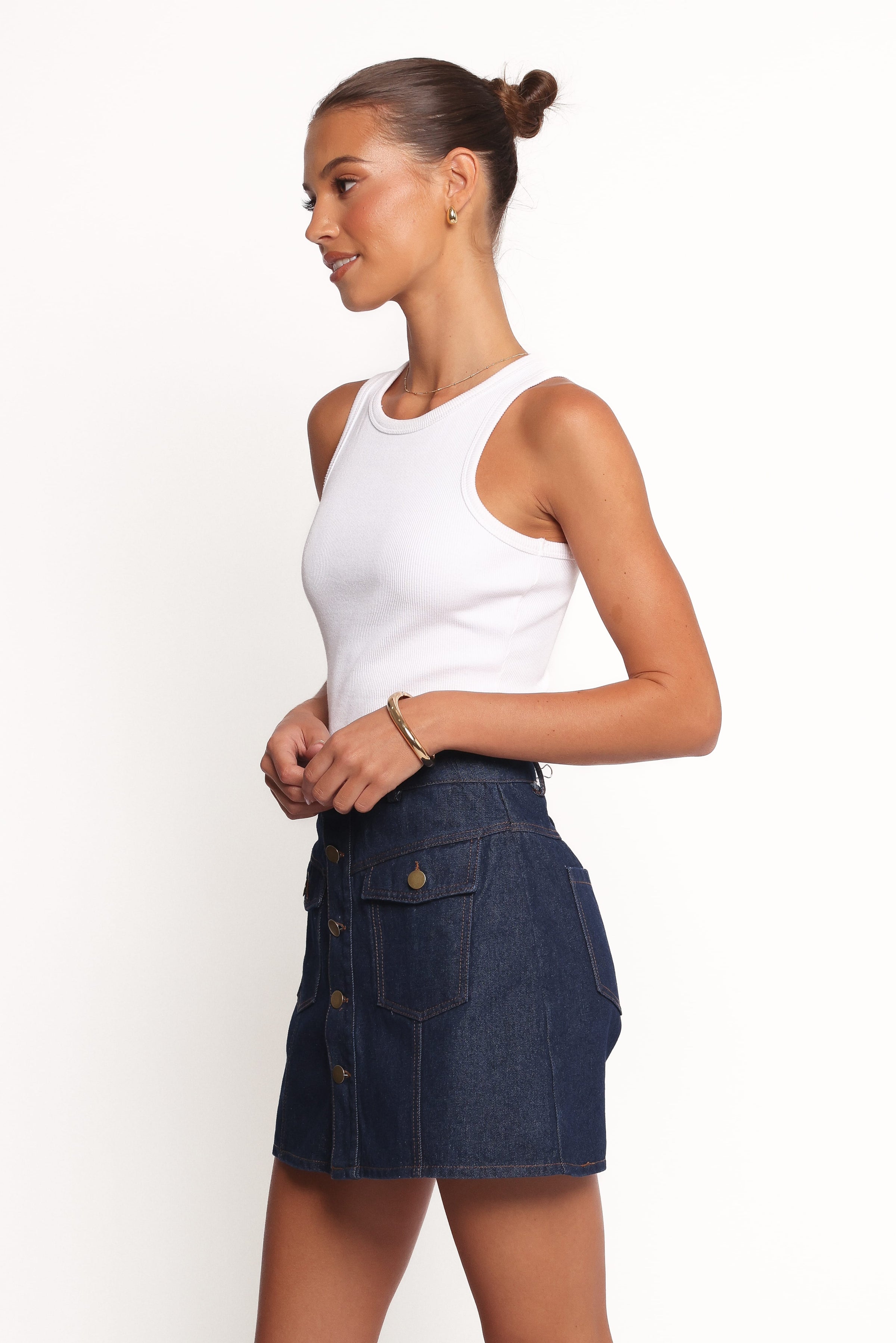 BOTTOMS Presley Denim Skort - Dark Denim