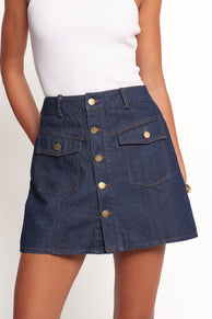BOTTOMS Presley Denim Skort - Dark Denim