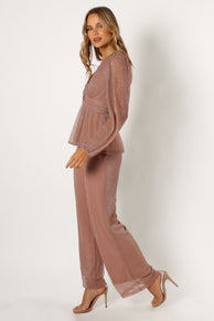BOTTOMS @Ramona Wide Leg Pants - Rose