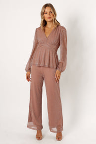 BOTTOMS @Ramona Wide Leg Pants - Rose