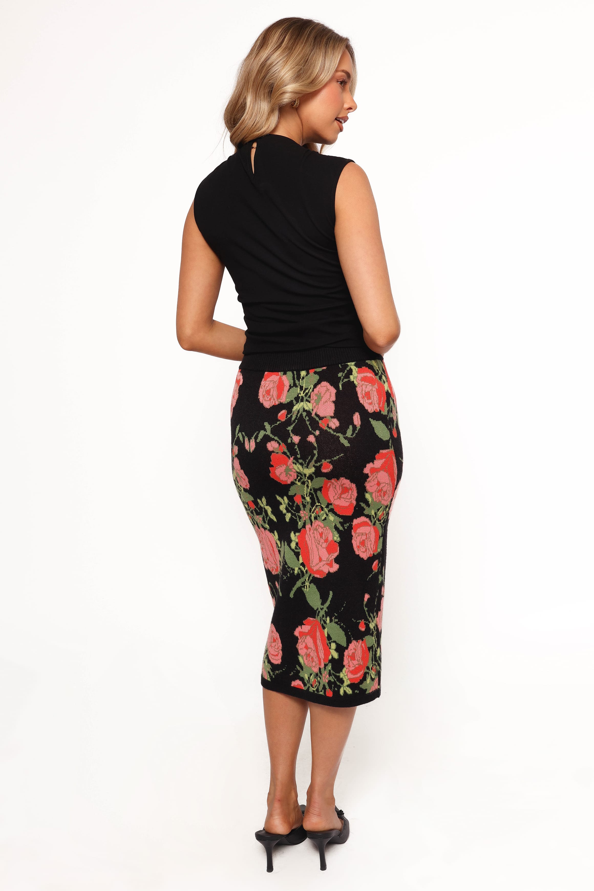 BOTTOMS Reeva Knit Skirt - Black Floral