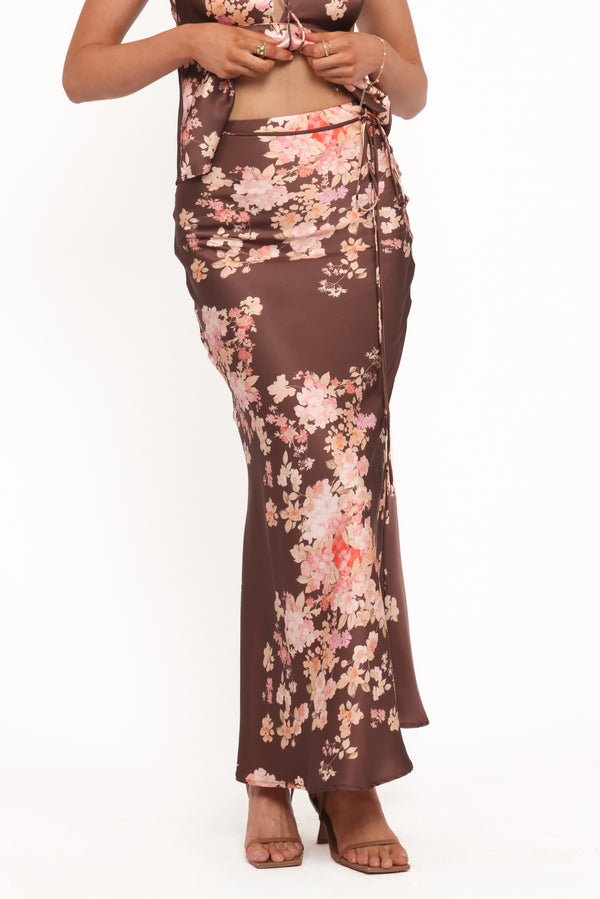 BOTTOMS Roberta Maxi Skirt - Brown Floral