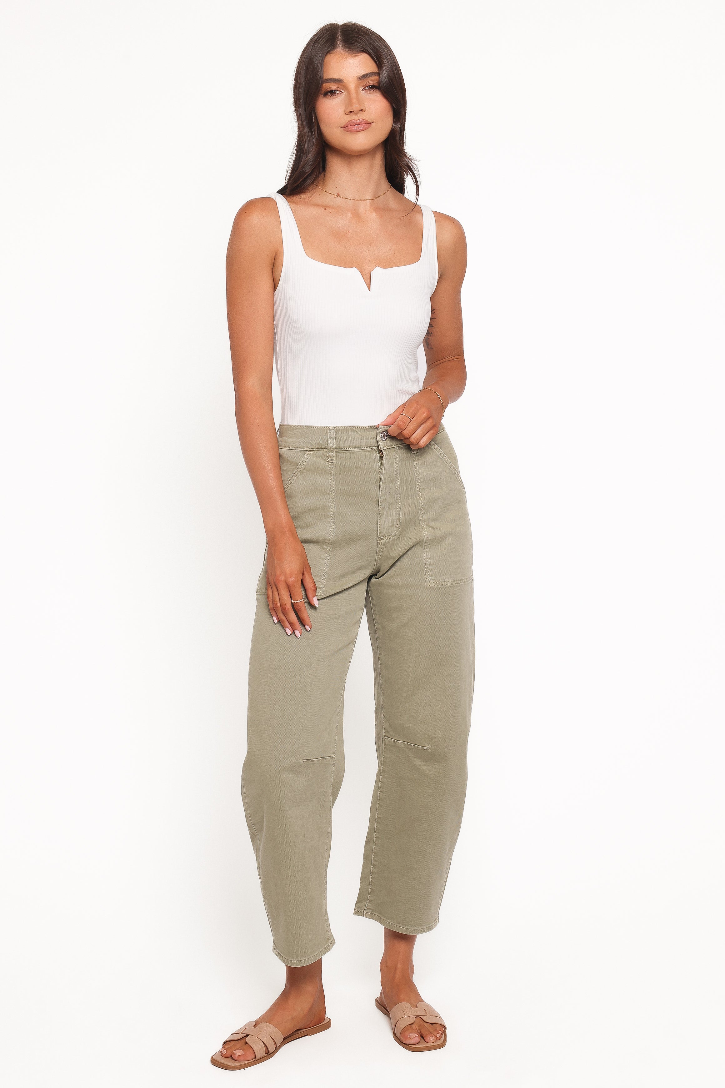 BOTTOMS Rollas Gigi Barrel Drill Jeans - Summer Olive