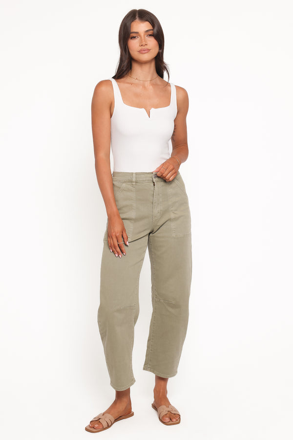 BOTTOMS Rollas Gigi Barrel Drill Jeans - Summer Olive