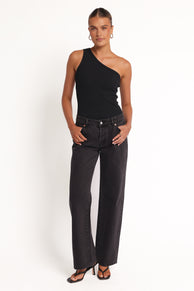 BOTTOMS Rollas Heidi Low Rise Jeans - Stone Black