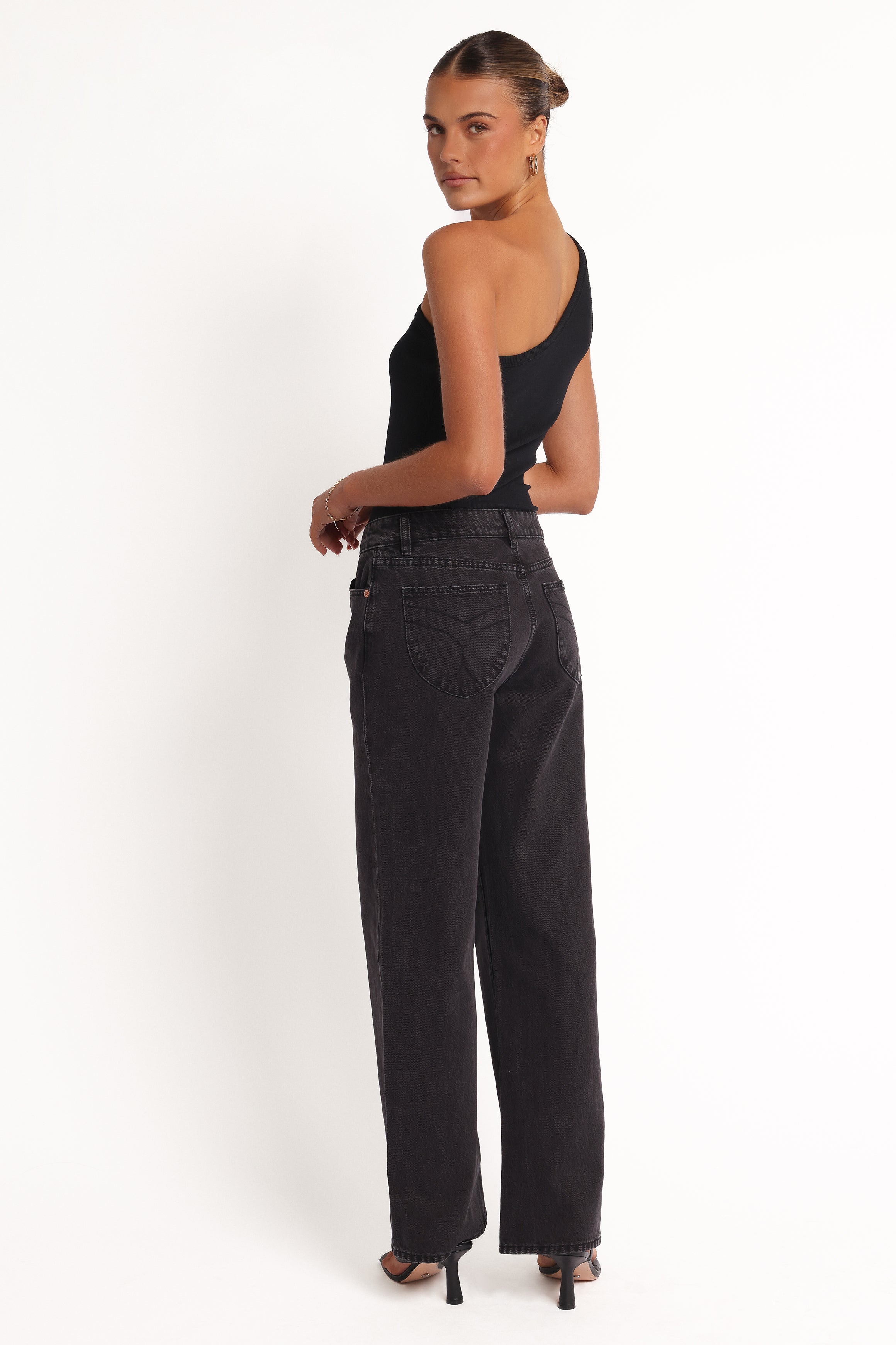 BOTTOMS Rollas Heidi Low Rise Jeans - Stone Black