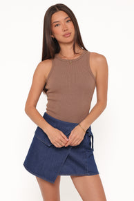 BOTTOMS @Rollas Lenny Wrap Denim Skirt - Blue Smoke