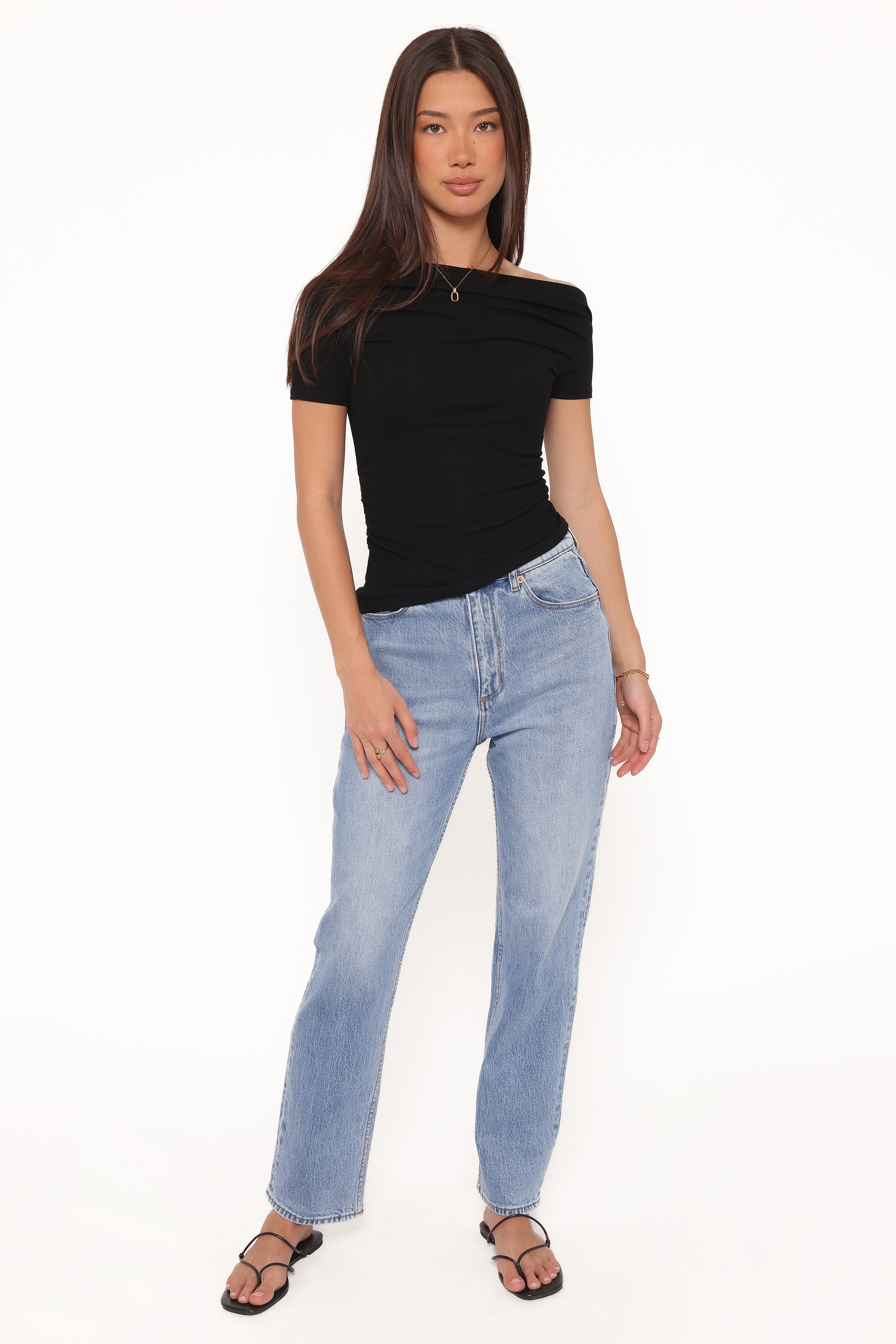 BOTTOMS @Rollas Loulou Straight Leg Jeans - Lennon Blue