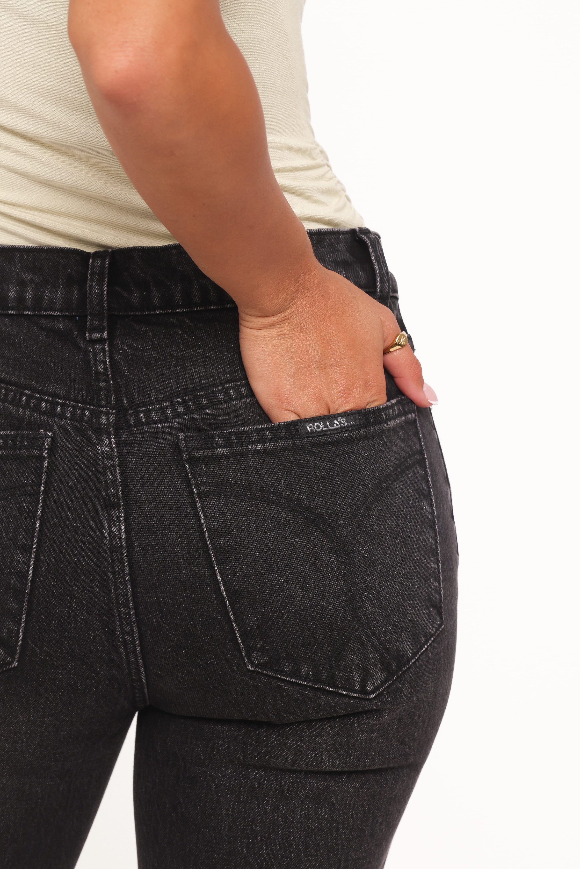 BOTTOMS @Rollas Midtown Bootcut Jeans - Black Rock