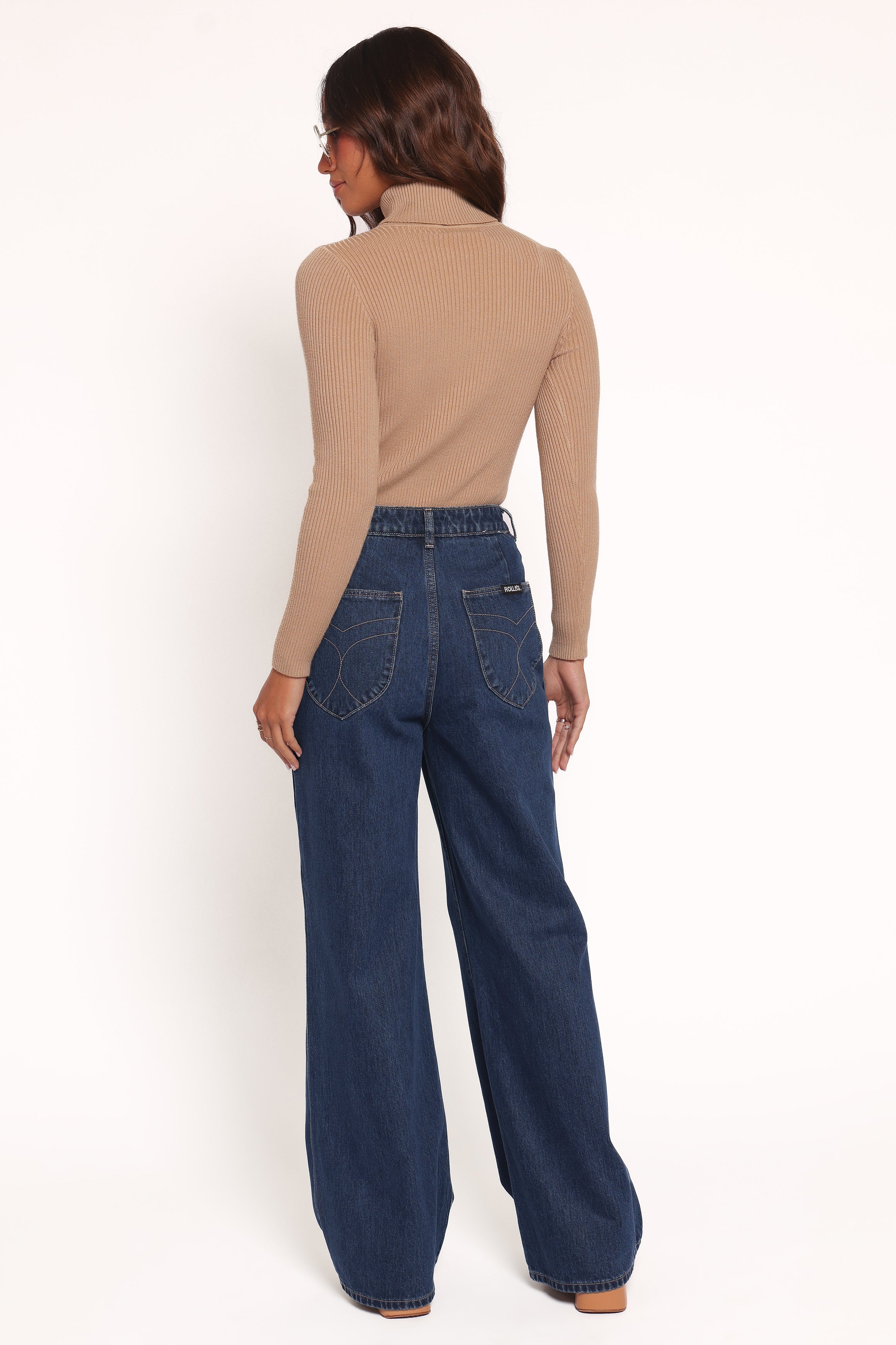 BOTTOMS Rollas Studio Flare Jeans - Deep Blue