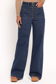 BOTTOMS Rollas Studio Flare Jeans - Deep Blue