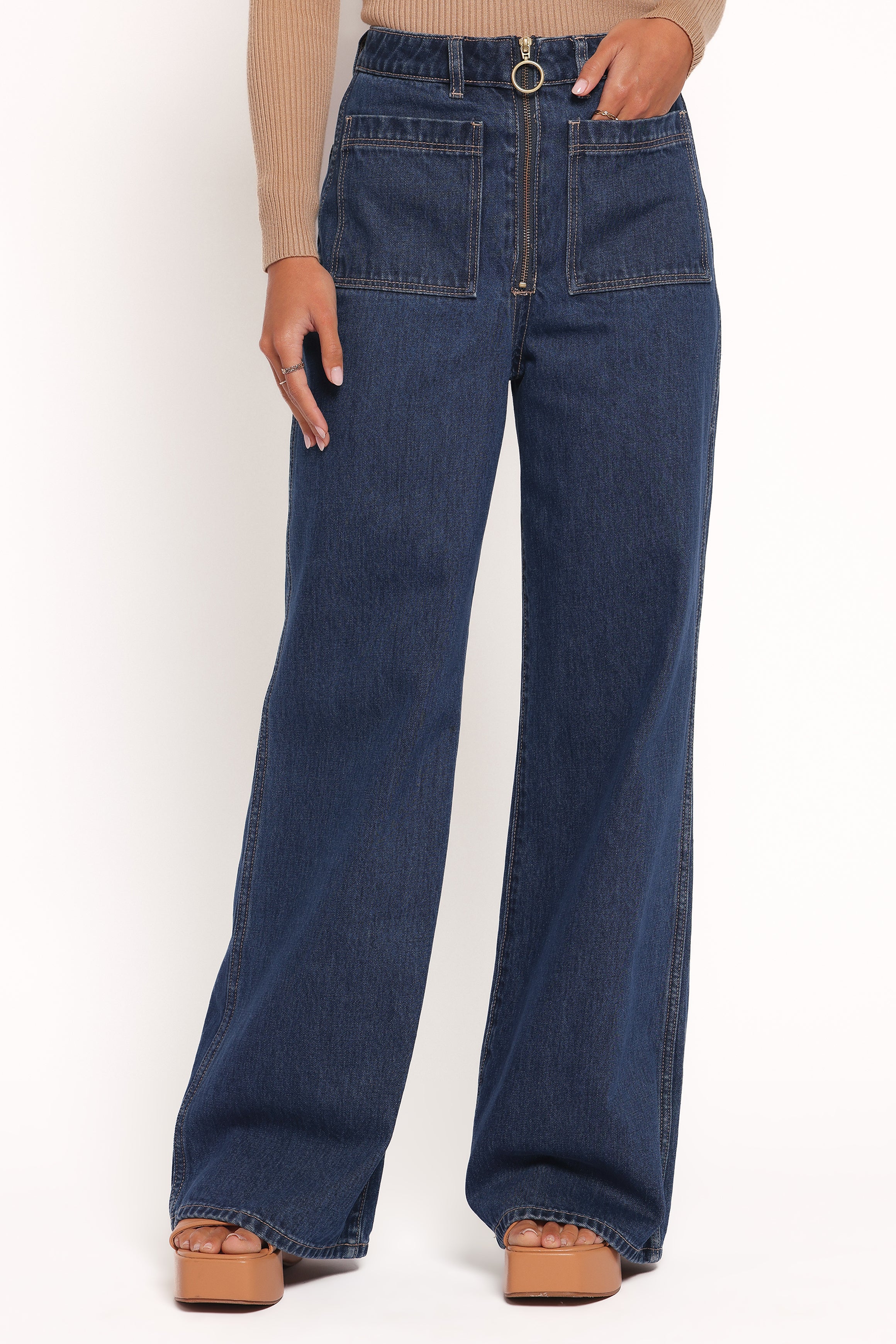 BOTTOMS Rollas Studio Flare Jeans - Deep Blue
