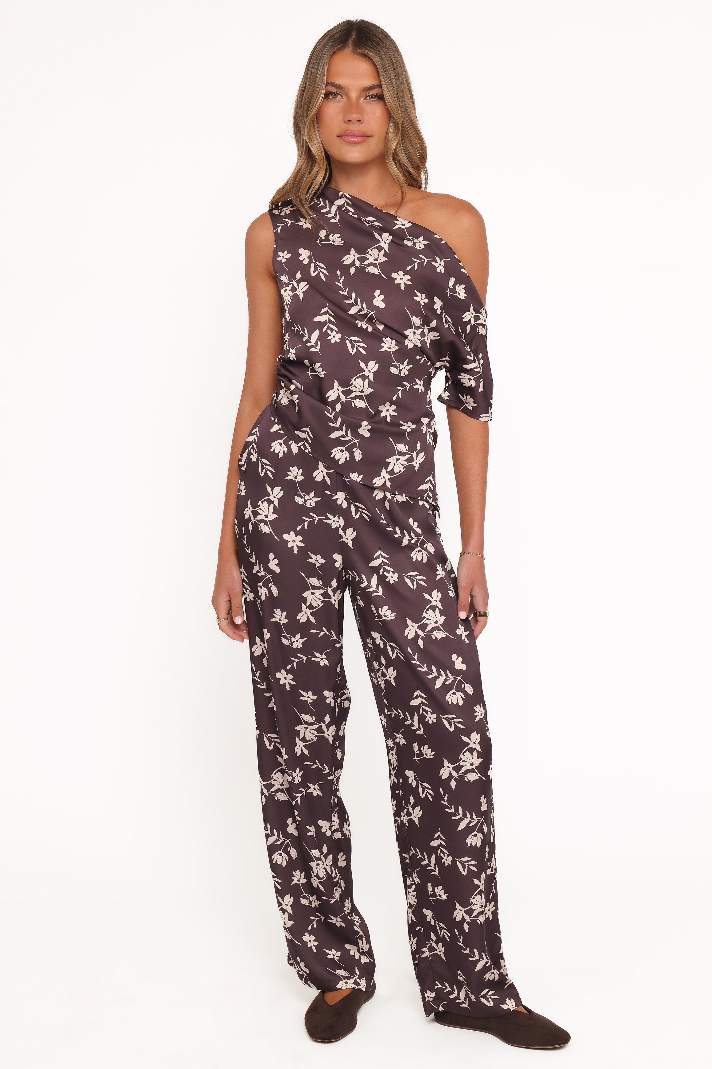BOTTOMS Romola Pant - Brown Cream Floral
