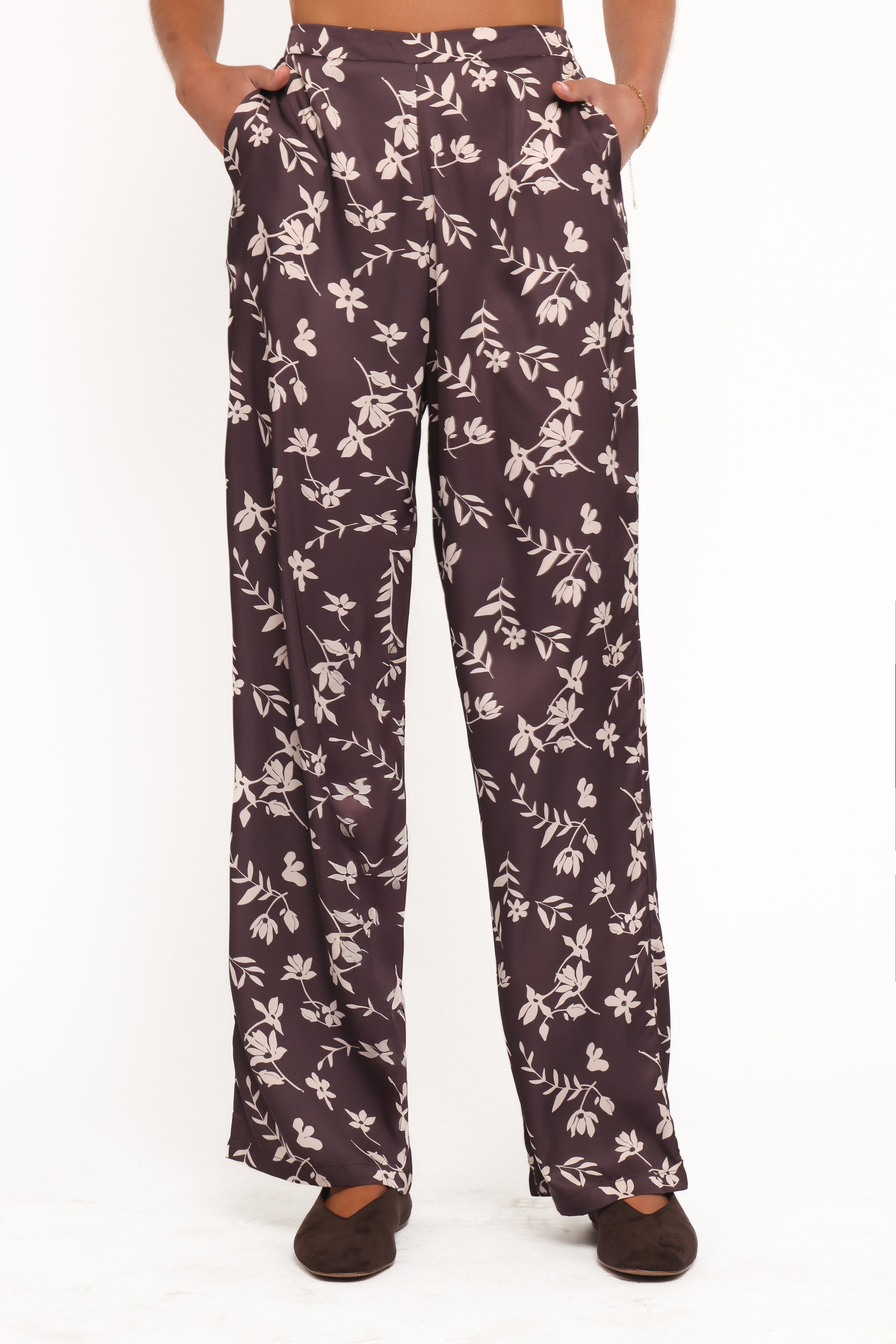 BOTTOMS Romola Pant - Brown Cream Floral