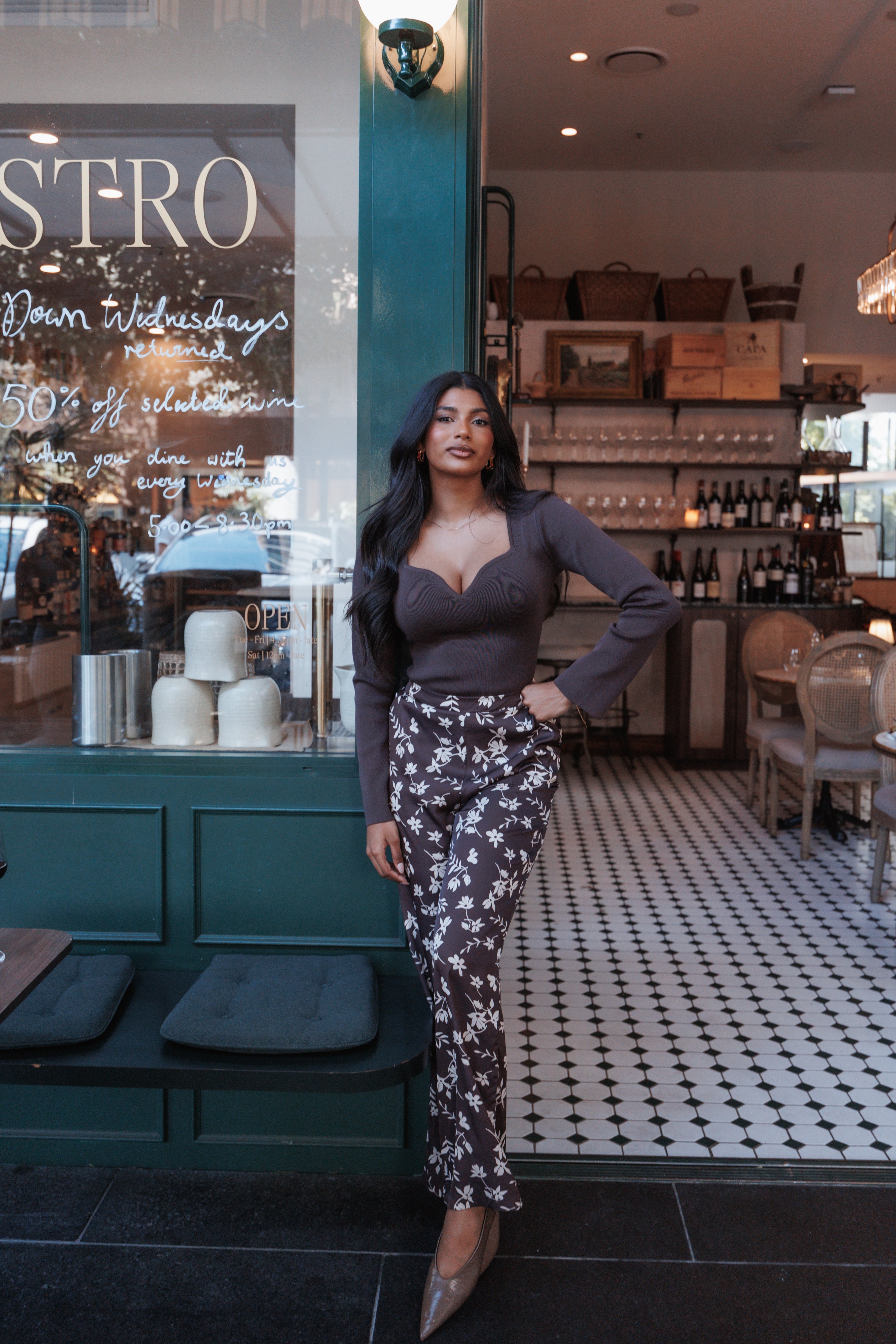 BOTTOMS Romola Pant - Brown Cream Floral