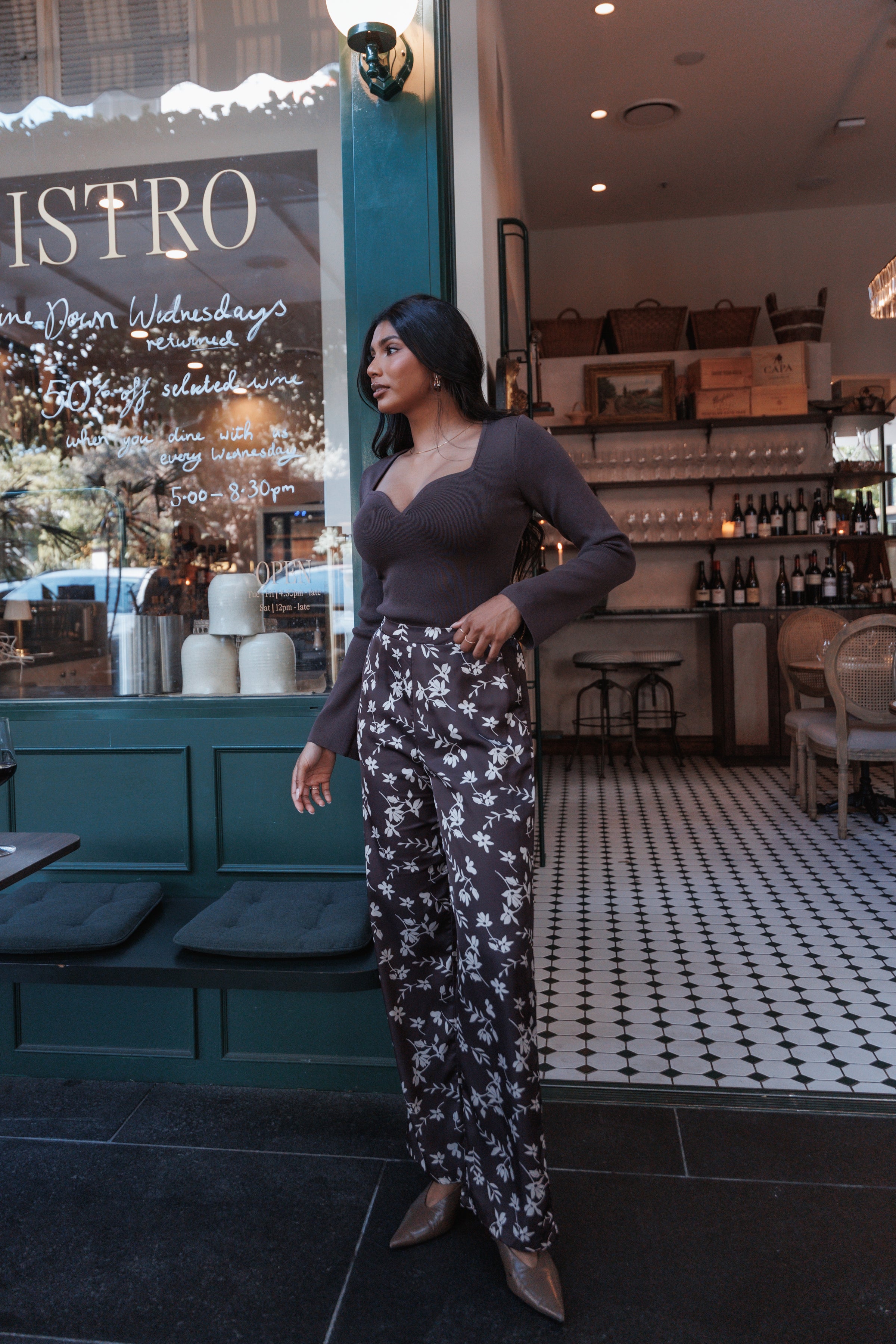 BOTTOMS Romola Pant - Brown Cream Floral