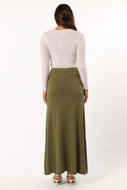 BOTTOMS @Rooney Knit Skirt - Olive (Hold for Cool Beginnings)