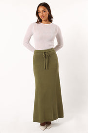 BOTTOMS @Rooney Knit Skirt - Olive (Hold for Cool Beginnings)
