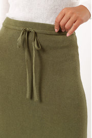 BOTTOMS @Rooney Knit Skirt - Olive (Hold for Cool Beginnings)