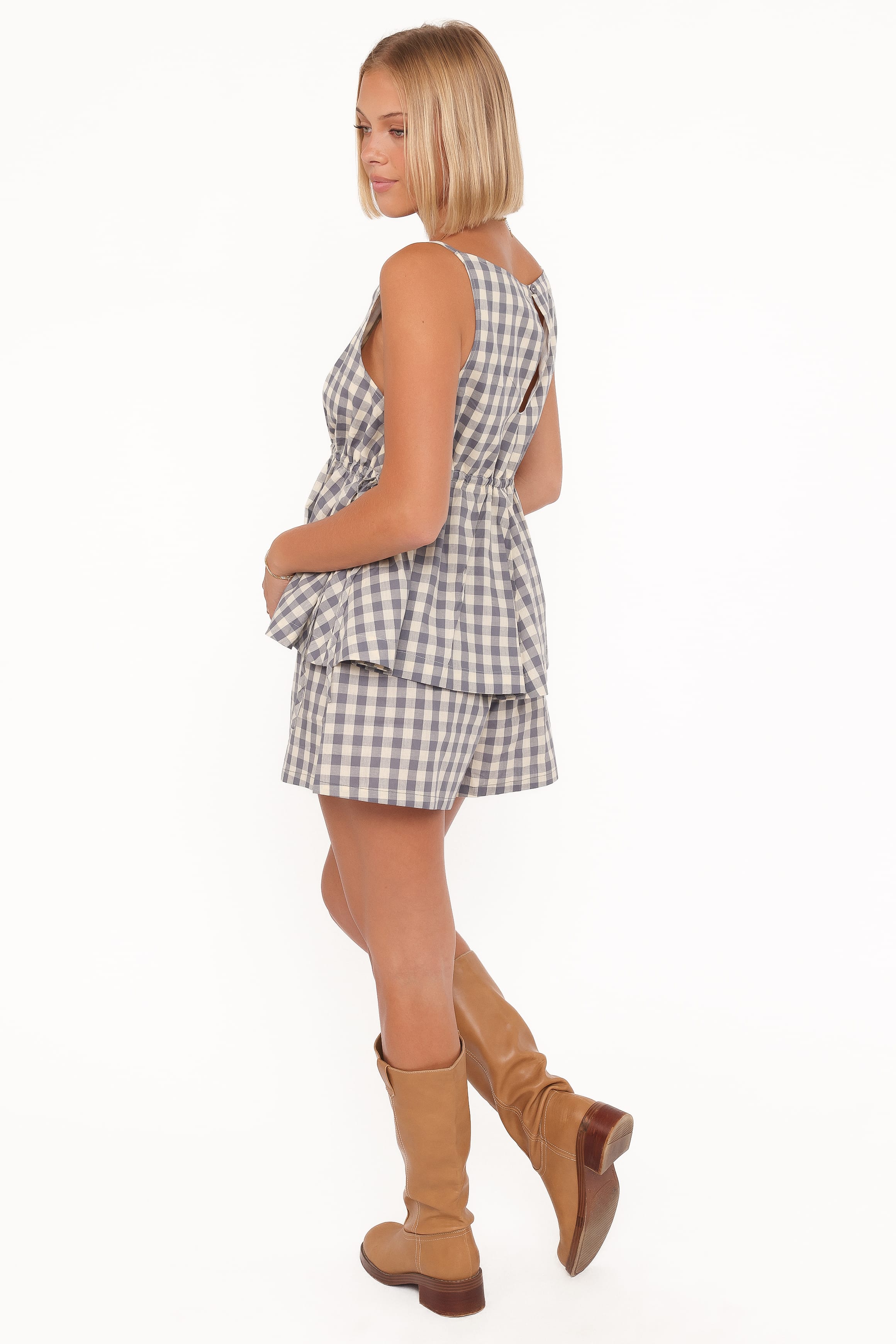 BOTTOMS Rory Shorts - Slate Blue Gingham